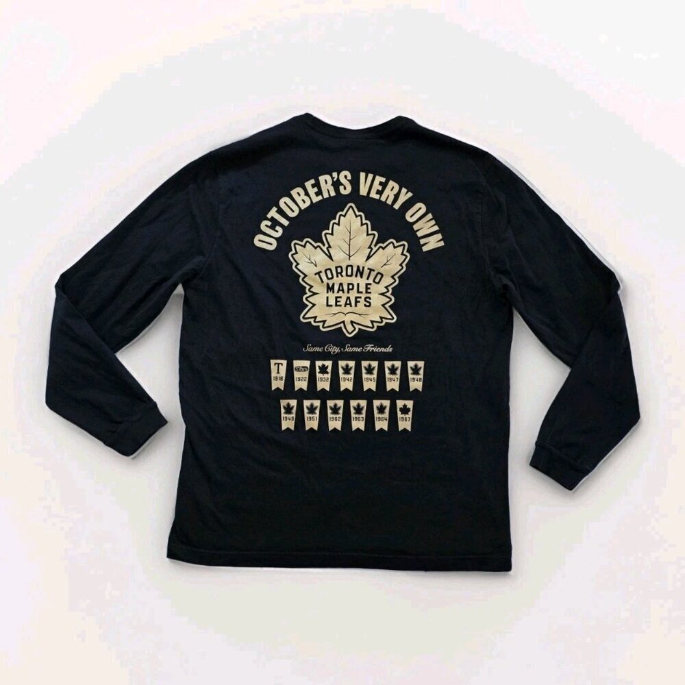 OVO Toronto Maple Leafs Graphic Print T Shirt Mens L Black Gold Stanley Cup NHL - Picture 2 of 16
